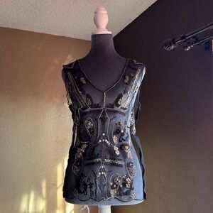 Gimmicks by BKE Black and Gold Embellished Blouse